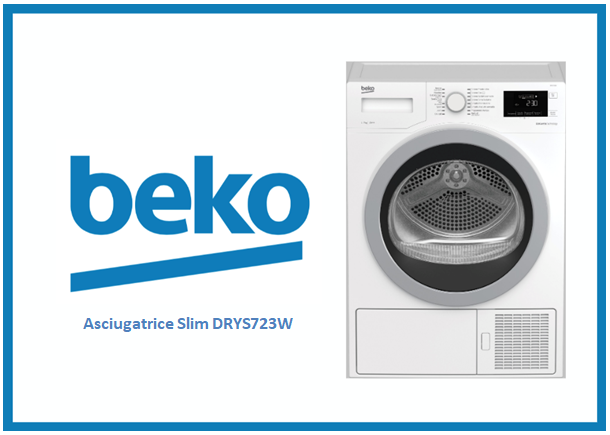 Blu Wom MILANO  Beko Asciugatrice Slim DRYS723W: 46 cm di